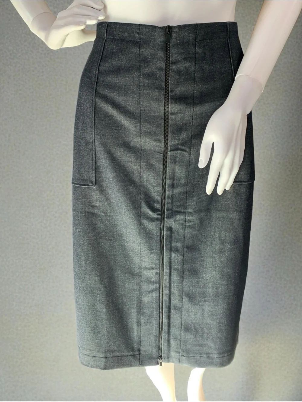 Halogen Blue Gray Front-Zip Pencil Skirt Size 14 - Picture 5 of 10